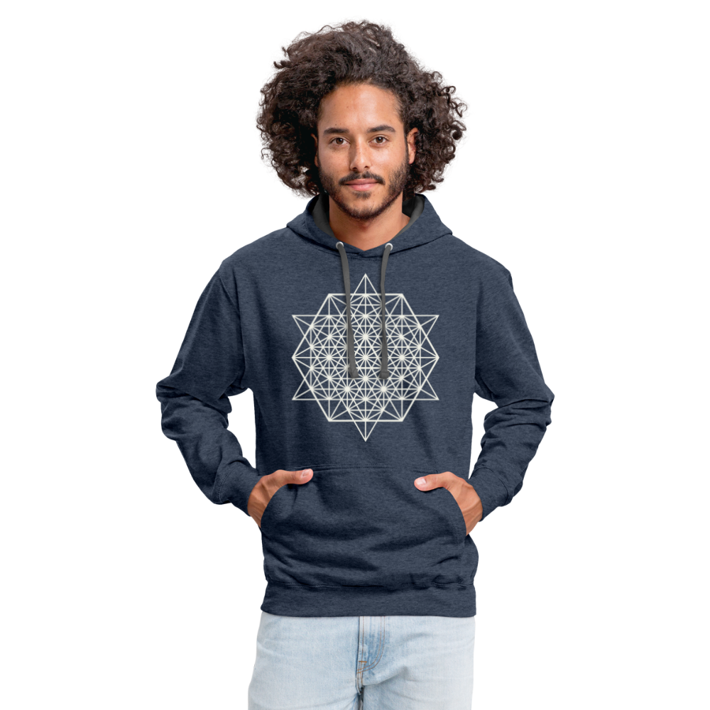 64 Tetrahedron Grid Hoodie - indigo heather/asphalt