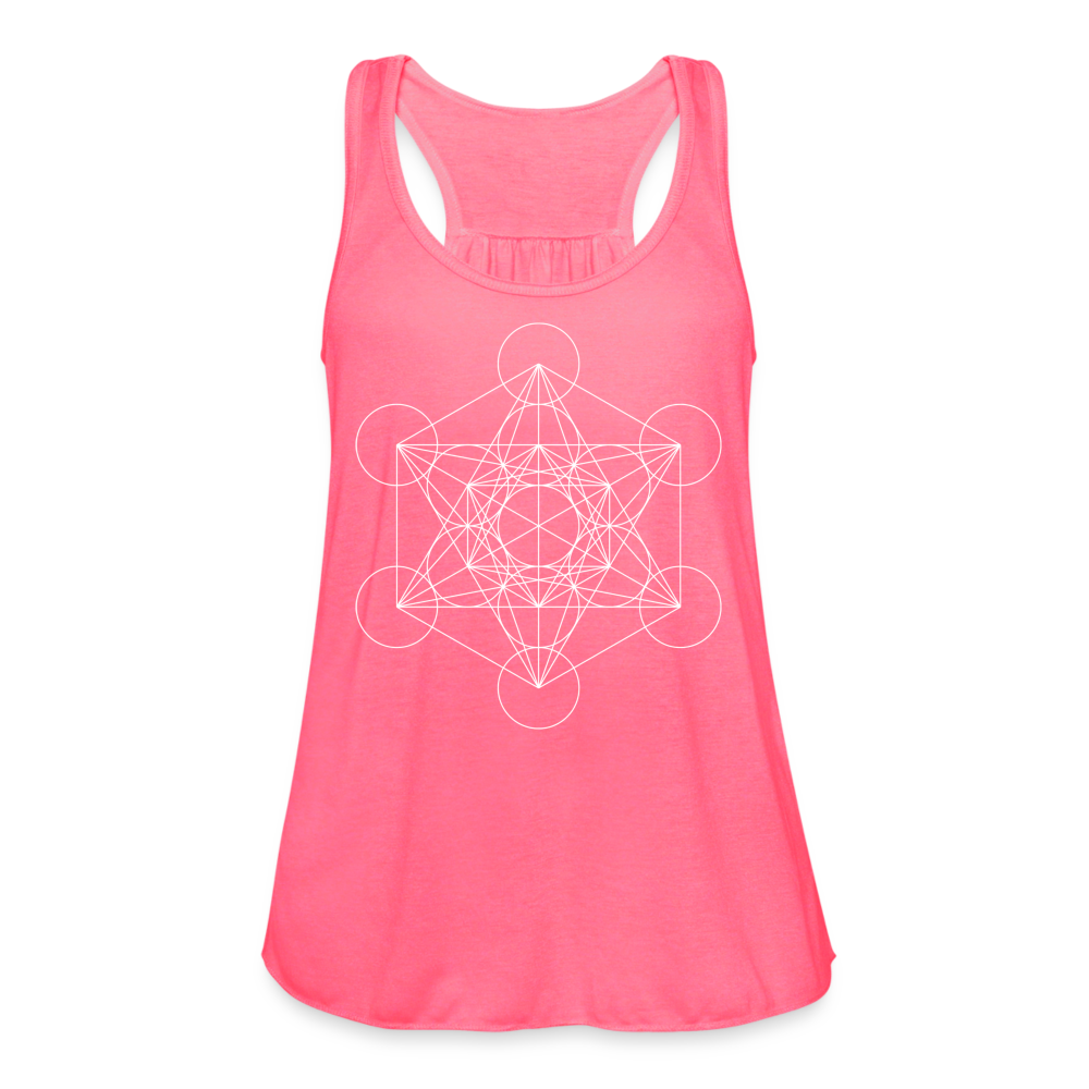 Women's Flowy Tank Top - Metatron's Cube - neon pink