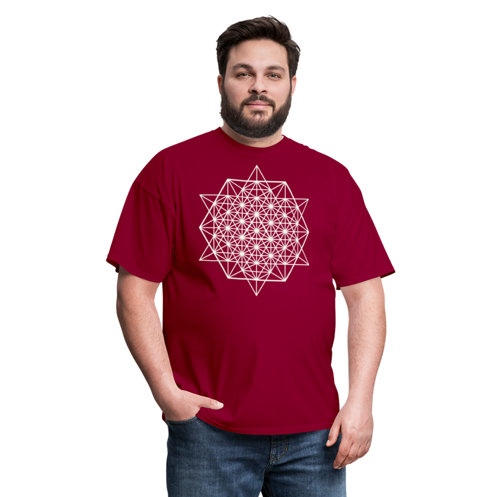 64 Tetrahedron Grid Unisex T-Shirt - dark red