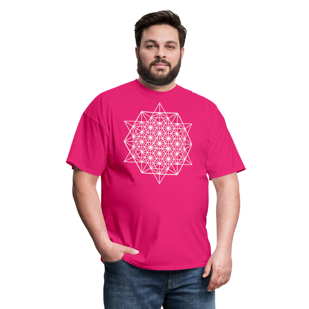 64 Tetrahedron Grid Unisex T-Shirt - fuchsia