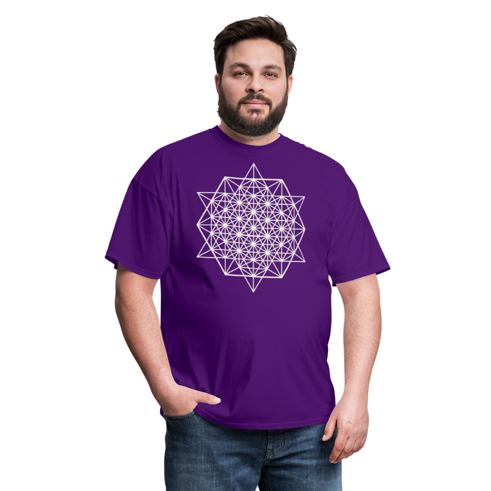 64 Tetrahedron Grid Unisex T-Shirt - purple