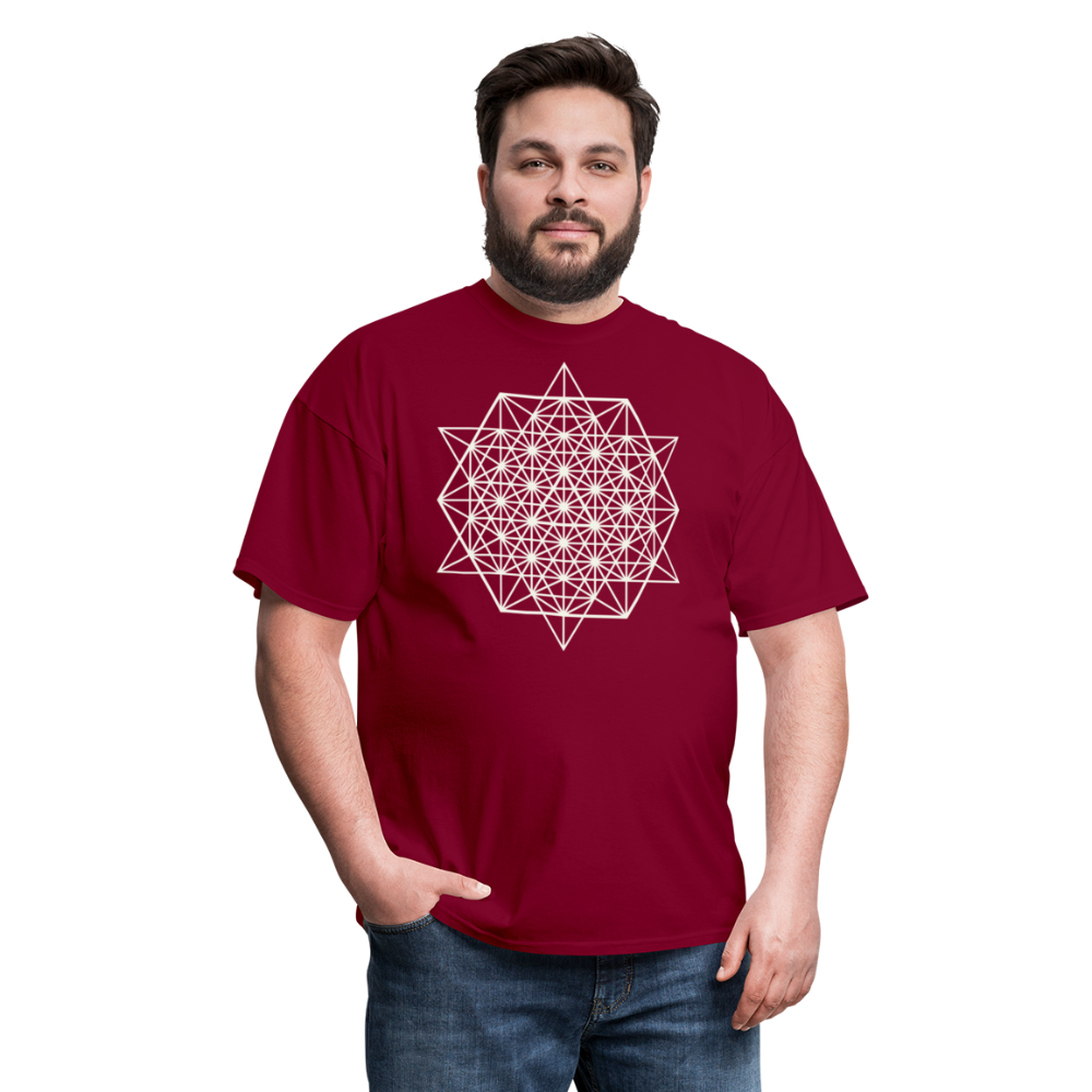 64 Tetrahedron Grid Unisex T-Shirt - burgundy