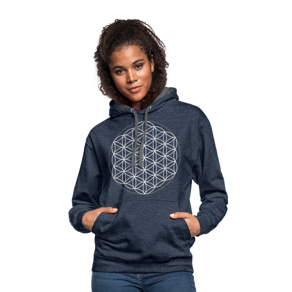 Flower of Life Hoodie - indigo heather/asphalt