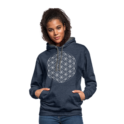 Flower of Life Hoodie - indigo heather/asphalt