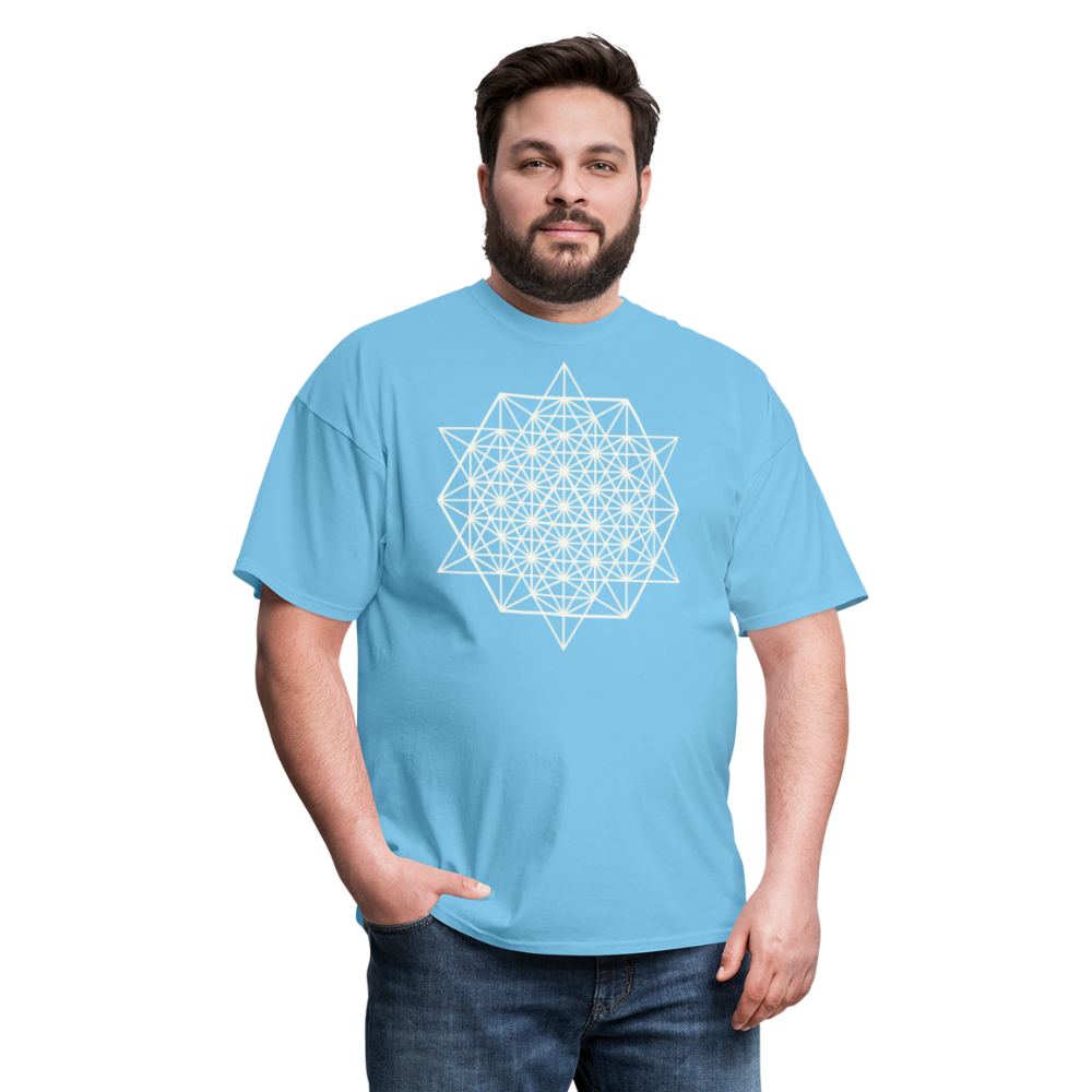 64 Tetrahedron Grid Unisex T-Shirt - aquatic blue