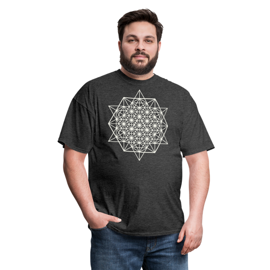 64 Tetrahedron Grid Unisex T-Shirt - heather black