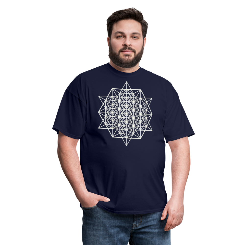 64 Tetrahedron Grid Unisex T-Shirt - navy