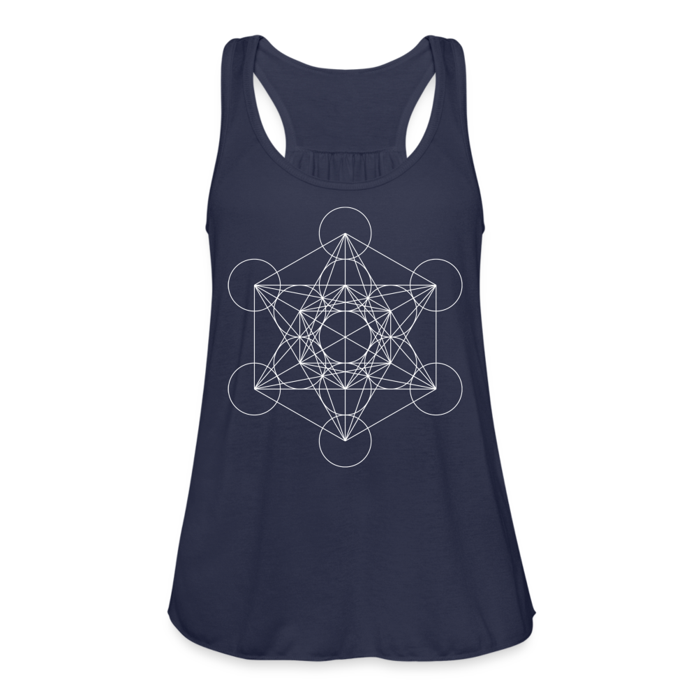 Women's Flowy Tank Top - Metatron's Cube - navy