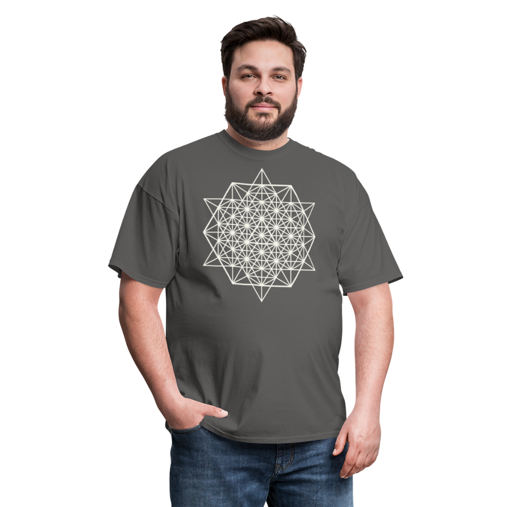 64 Tetrahedron Grid Unisex T-Shirt - charcoal