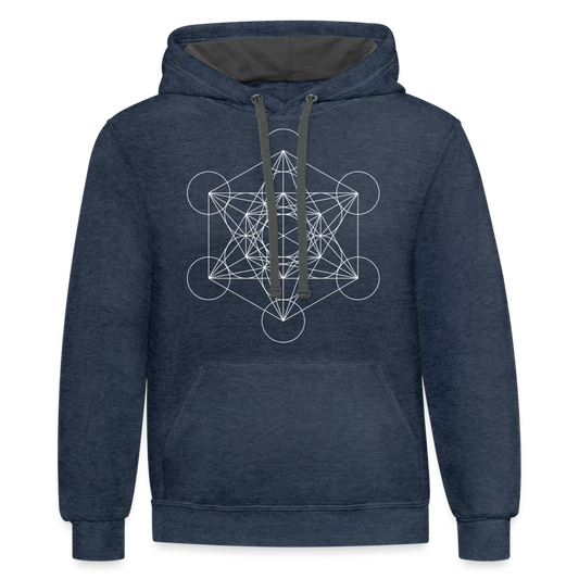 Metatron's Cube Hoodie - indigo heather/asphalt